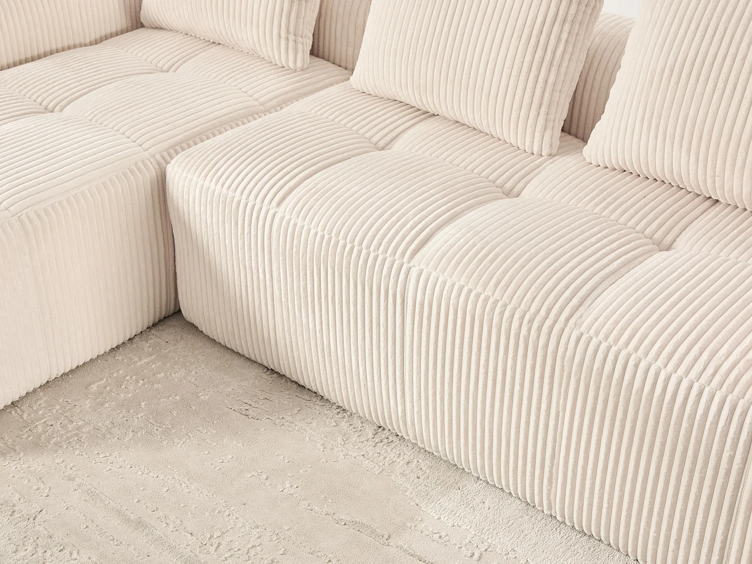 Nube - Méridienne en Velours Côtelé - Mousse Haute Densité, Rangement & Porte-Gobelets – Idéale pour Salon, Studio et Petits Espaces