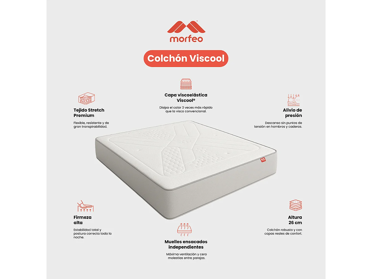 Colchón Morfeo VisCool 105x200 - Híbrido muelles ensacados y viscoelástica