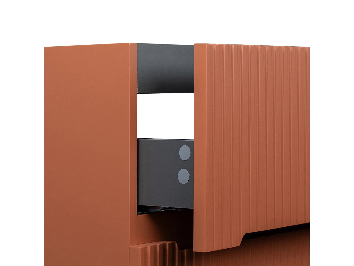 Meuble de salle de bain suspendu avec vasque à encastrer, robinet et colonne - Strié terracotta - 80 cm - PAVANI