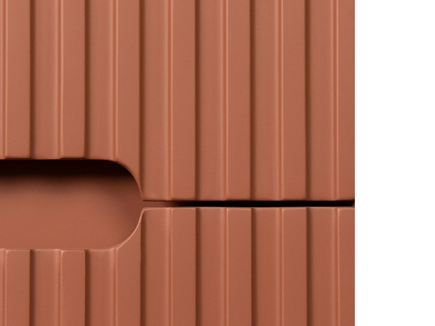 Meuble de salle de bain suspendu avec vasque à encastrer, robinet et colonne - Strié terracotta - 80 cm - PAVANI