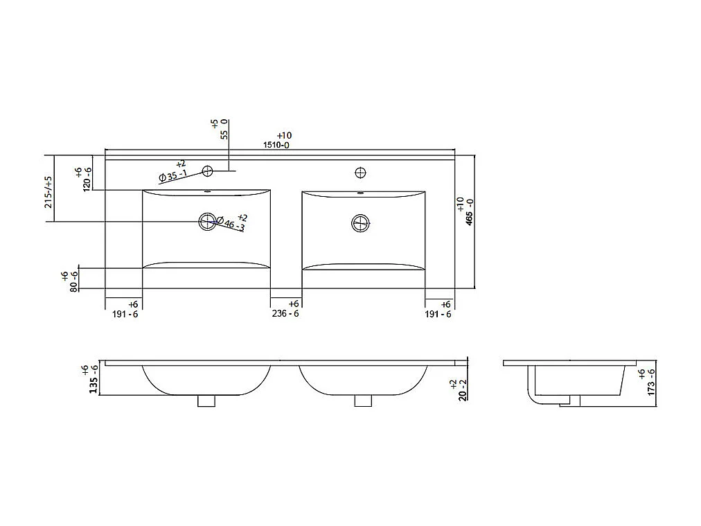 Meuble de salle de bain suspendu avec vasque à encastrer, robinet et colonne - Strié terracotta - 150 cm - PAVANI