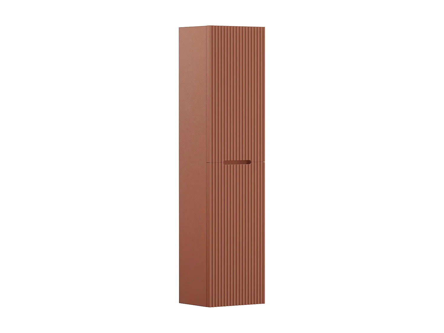 Meuble de salle de bain suspendu avec vasque à encastrer, robinet et colonne - Strié terracotta - 150 cm - PAVANI