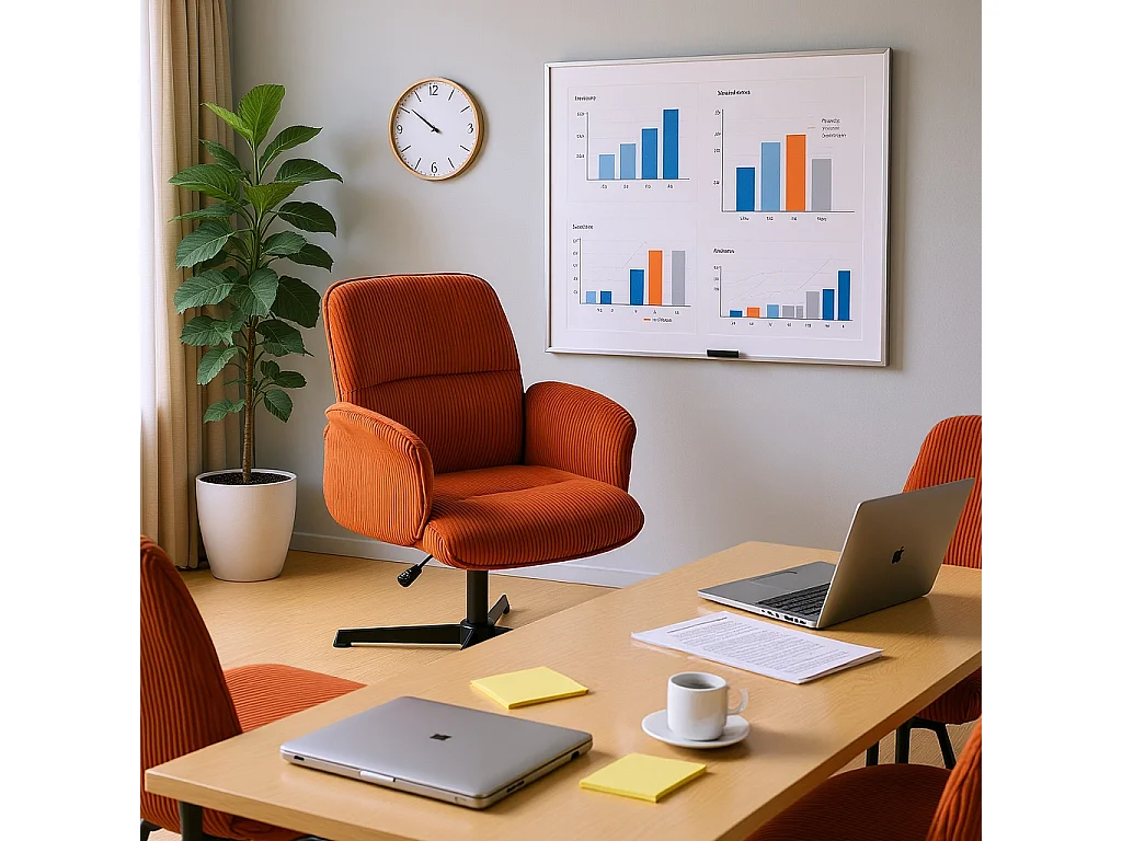 Fauteuil de bureau pivotant réglable en velours côtelé avec accoudoirs et base en métal noir, THOMASINACORDO