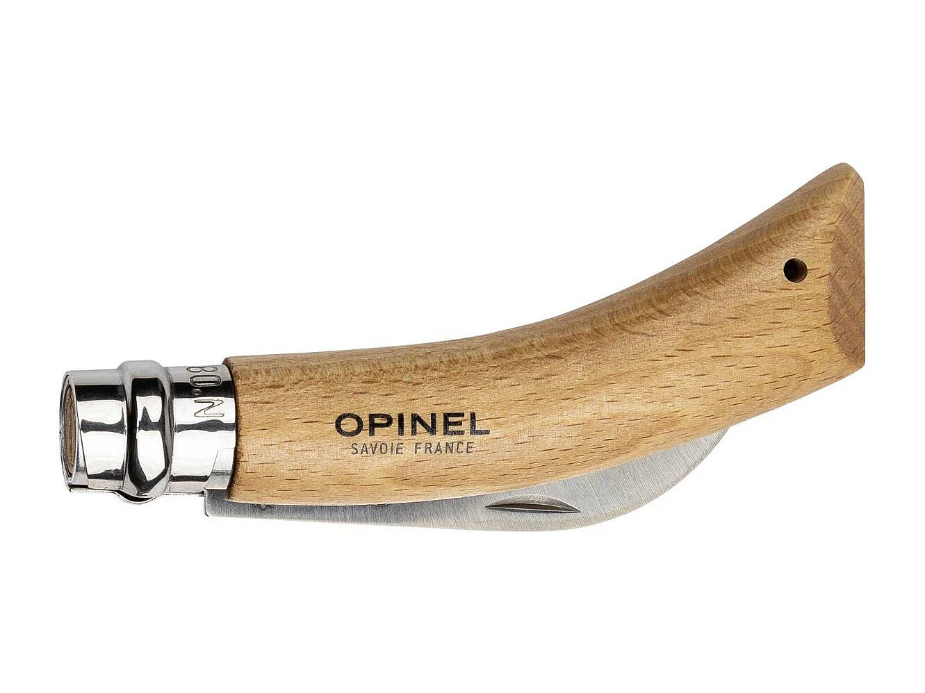 Opinel N°08 - Couteau de poche avec manche en bois - Bois de hêtre laqué - 8 cm - jaune-rose, petits traits noirs