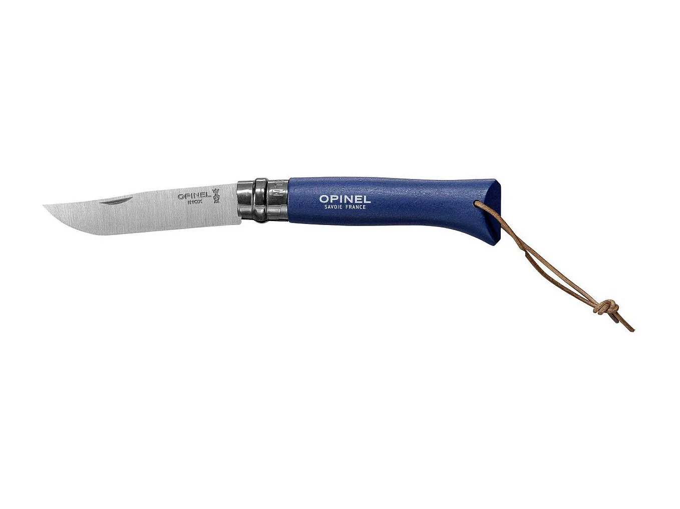 Couteau de poche Opinel No. 08 avec étui en similicuir, bleu (001891)