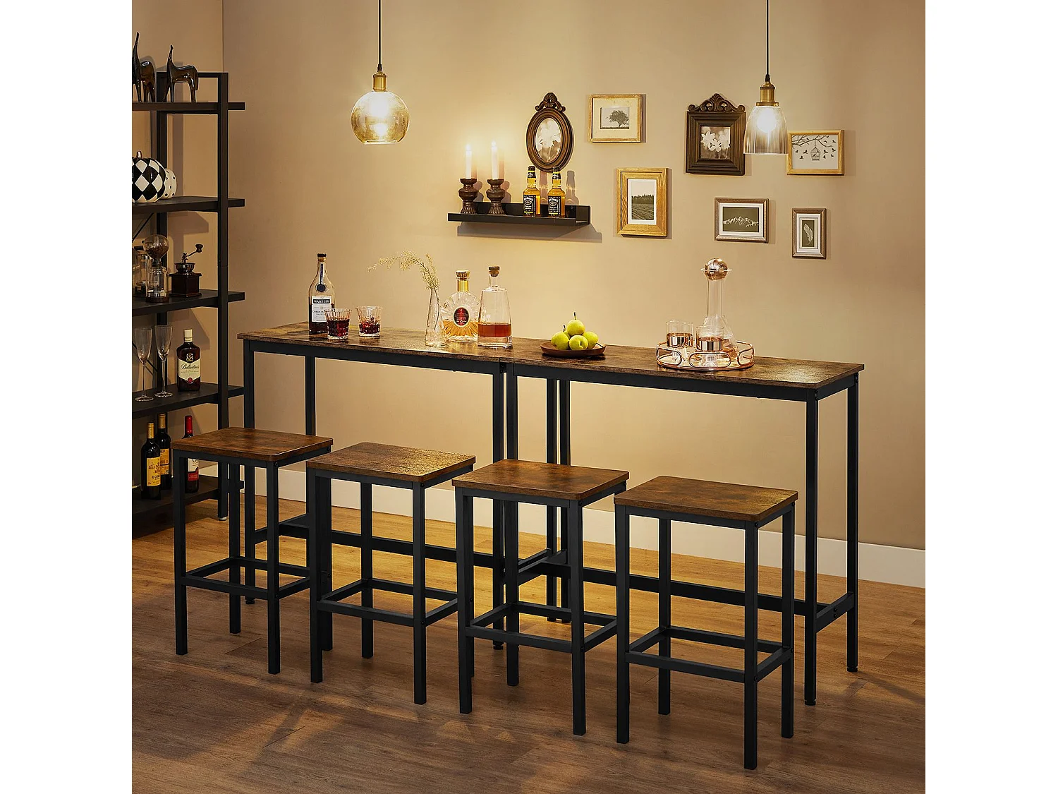 Ensemble de table haute 100x40x90 cm noir