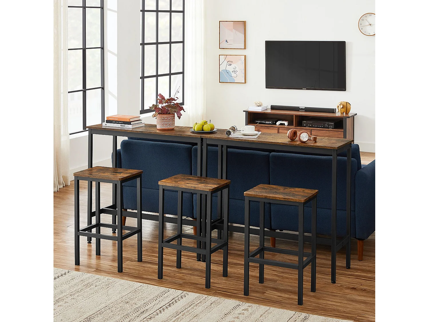 Ensemble de table haute 100x40x90 cm noir