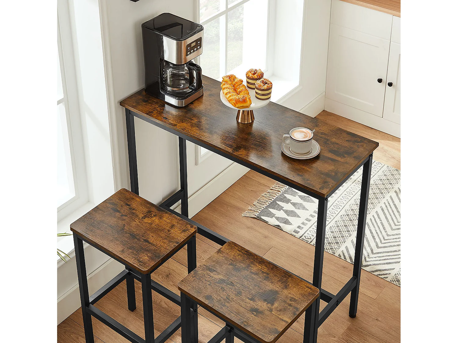 Ensemble de table haute 100x40x90 cm noir