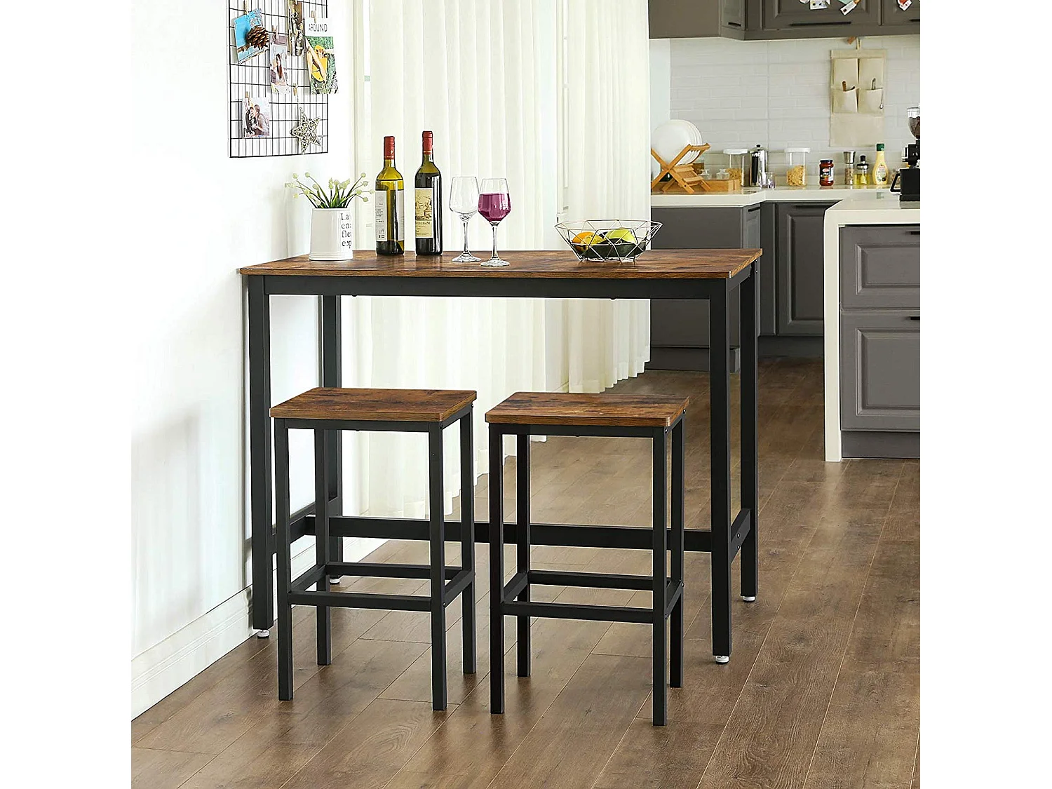 Bartisch-Set 120x60x90 cm, rustikales Braun, Alinru