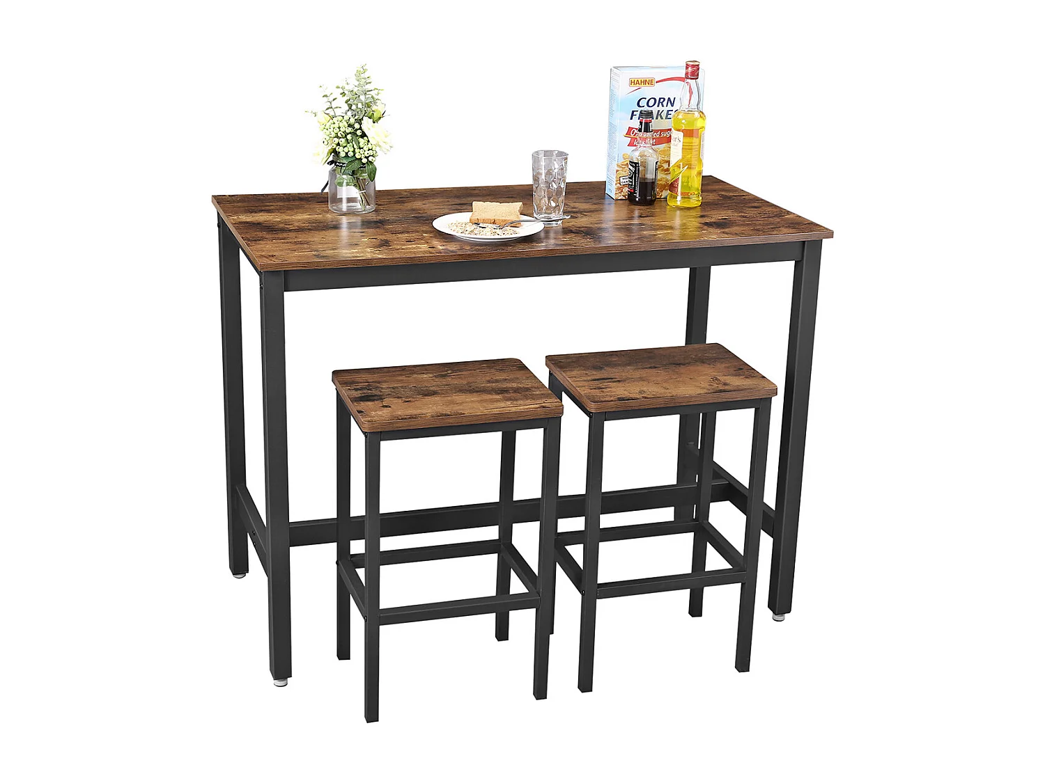 Bartisch-Set 120x60x90 cm, rustikales Braun, Alinru