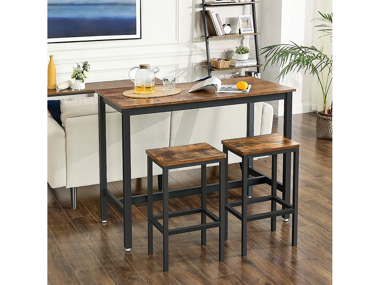 Bartisch-Set 120x60x90 cm, rustikales Braun, Alinru