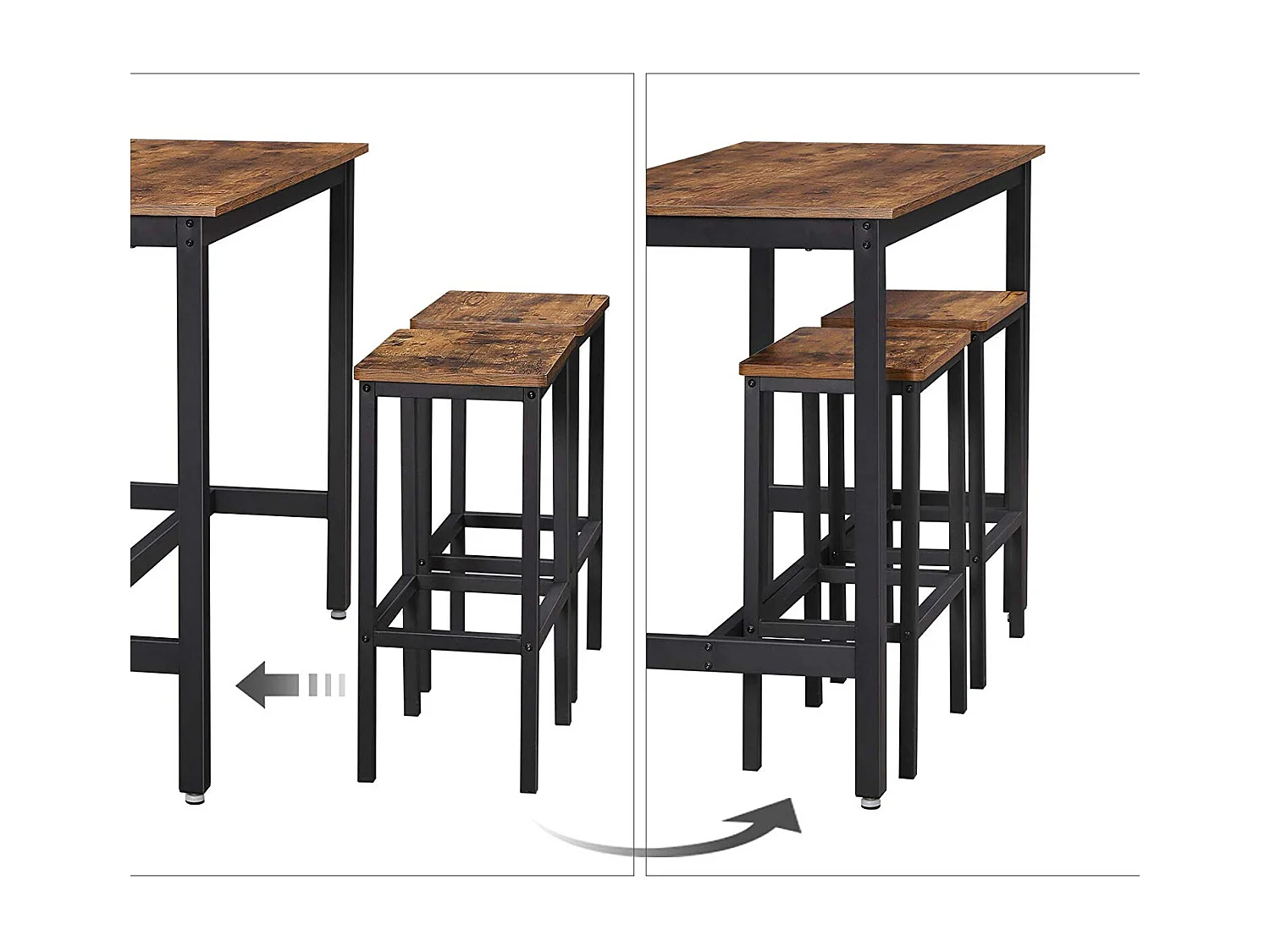 Bartisch-Set 120x60x90 cm, rustikales Braun, Alinru