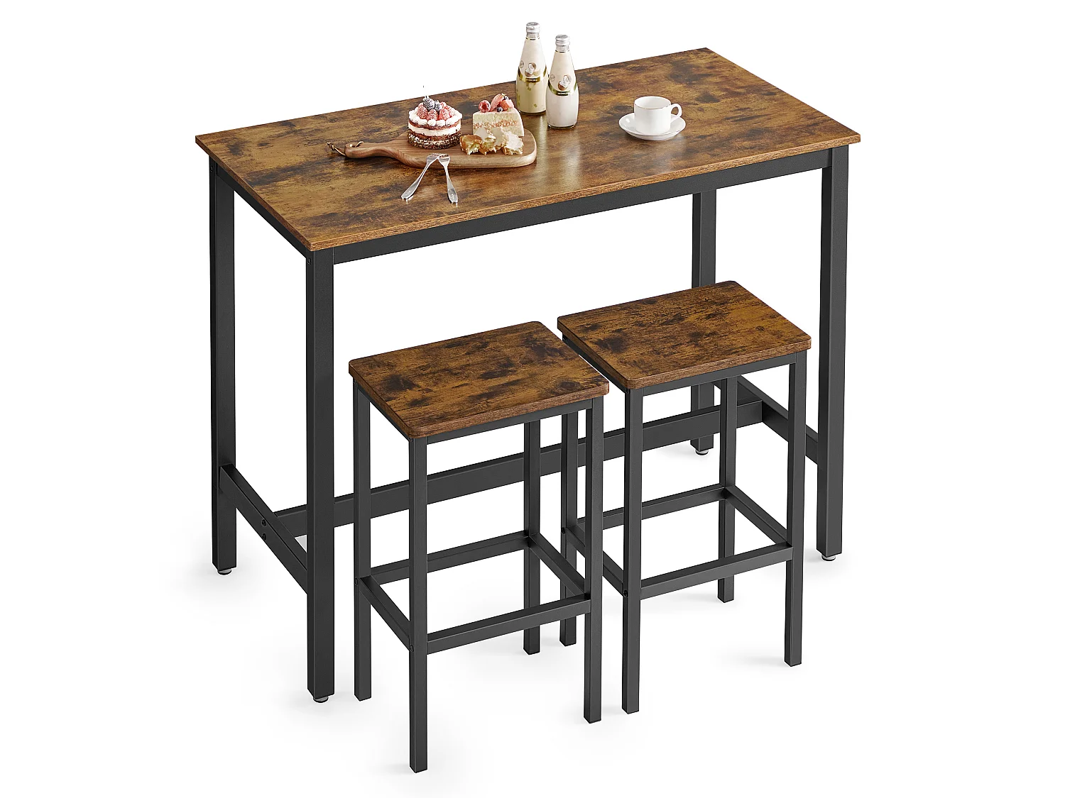 Conjunto de mesa alta 120x60x90 cm marrón rústico alinru