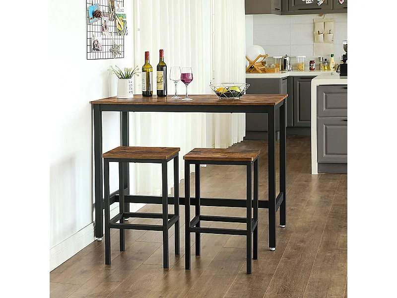 Bartisch-Set 120x60x90 cm, rustikales Braun, Alinru