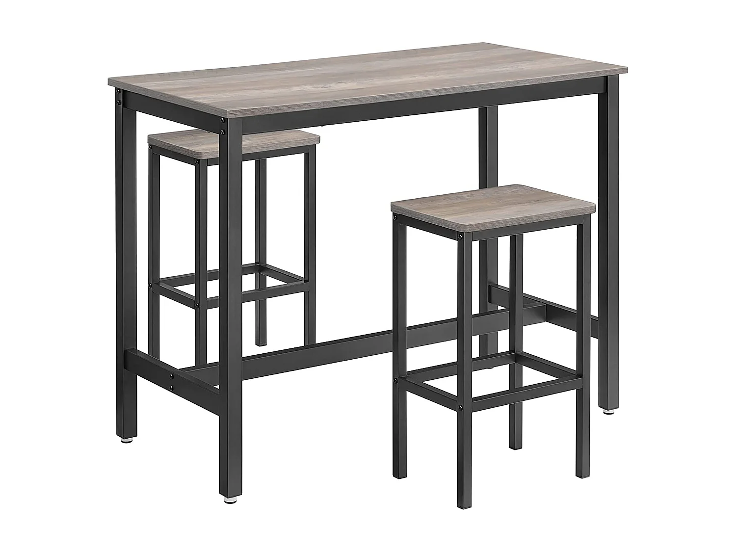 Ensemble table haute 120x60x90 cm beige noir