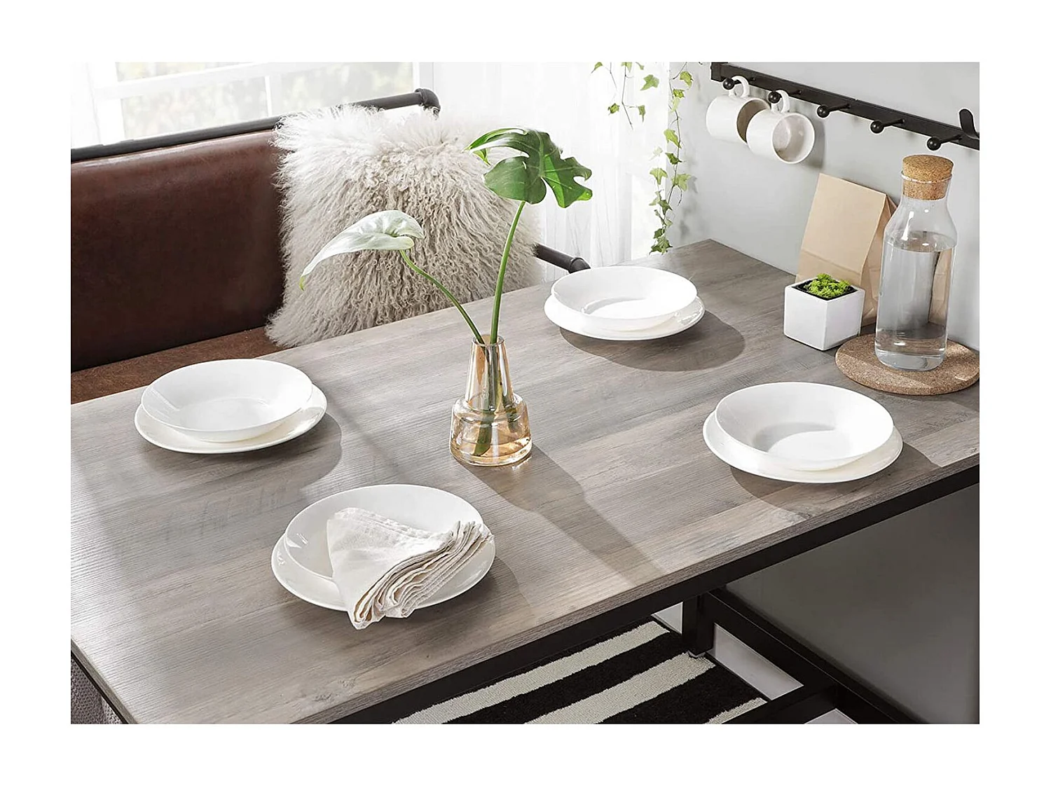 Ensemble table haute 120x60x90 cm beige noir