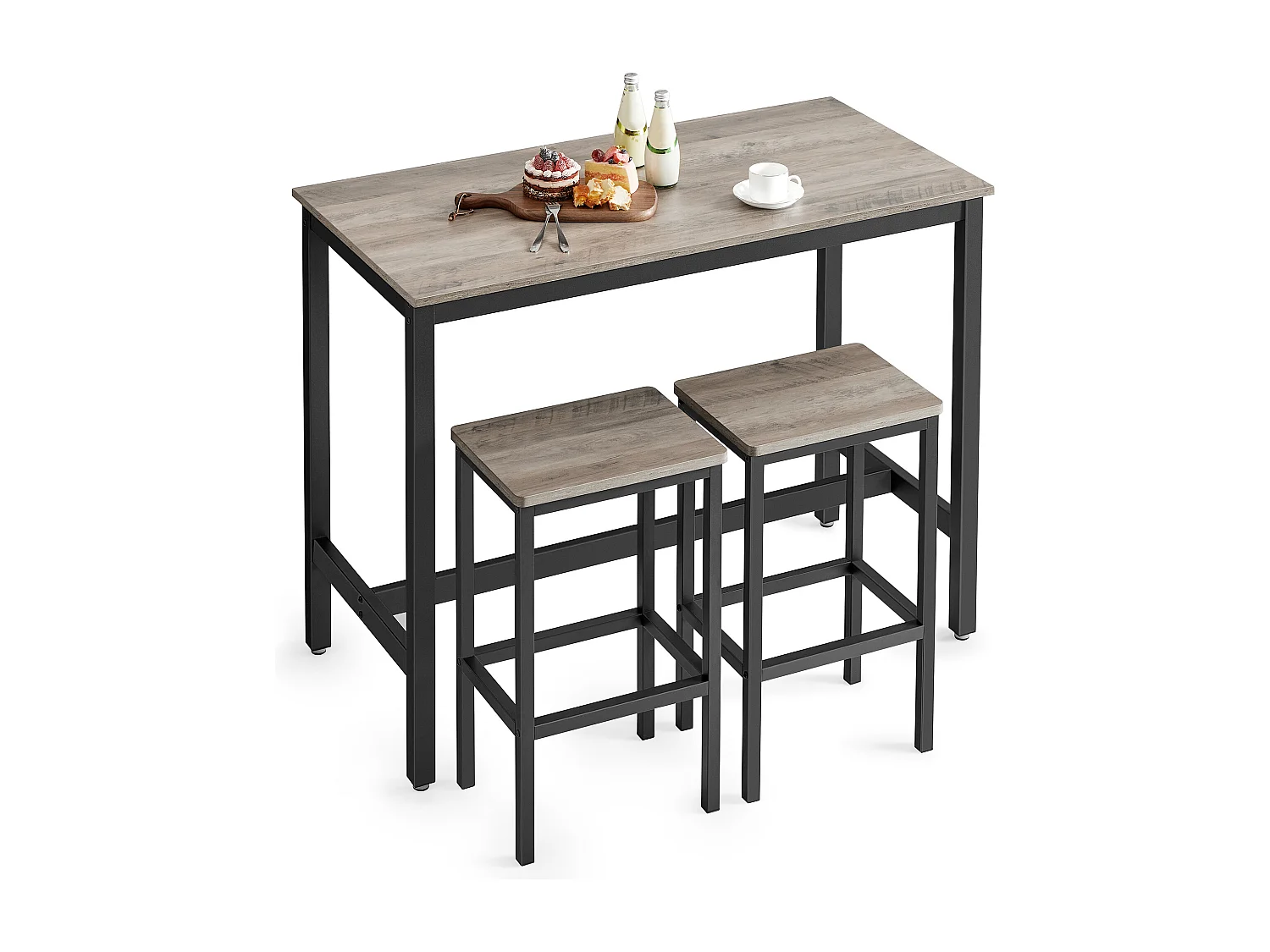 Ensemble table haute 120x60x90 cm beige noir