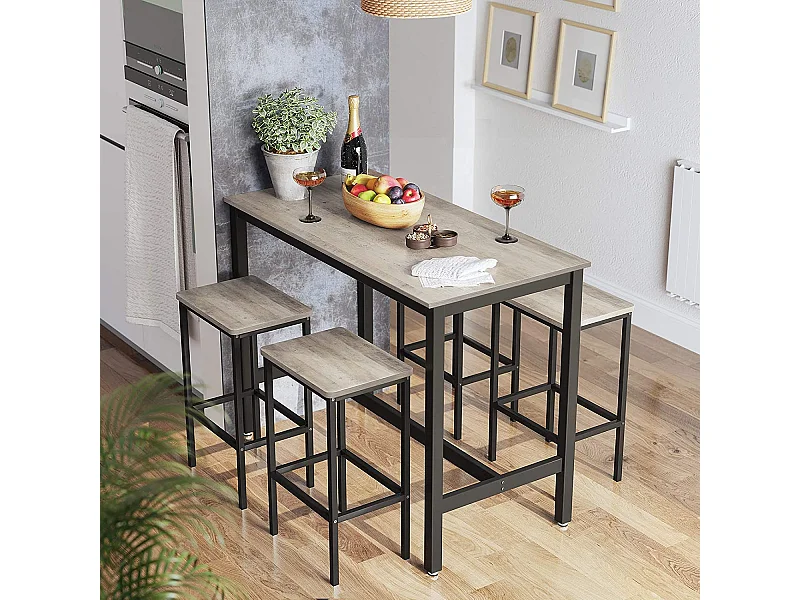 Bartisch-Set 120x60x90 cm beige schwarz