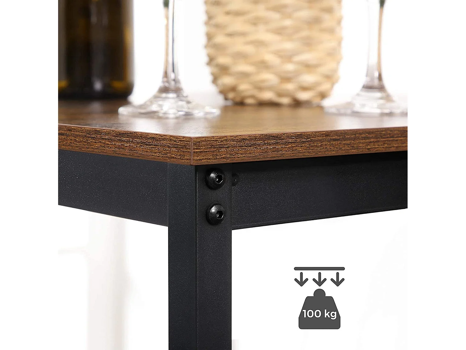 Bartisch 60x60x90 cm schwarz rustikales Braun