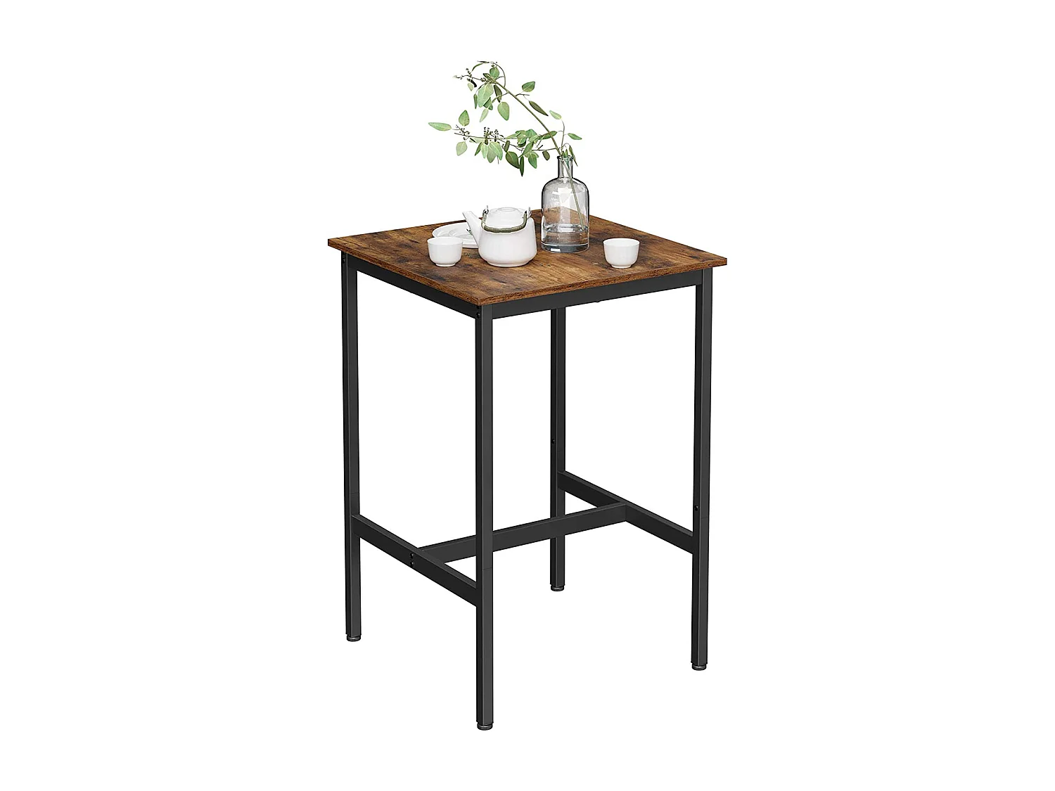 Bartisch 60x60x90 cm schwarz rustikales Braun