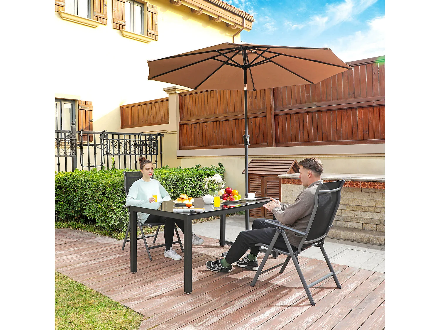 Silla de jardín 56x70x106 cm negro