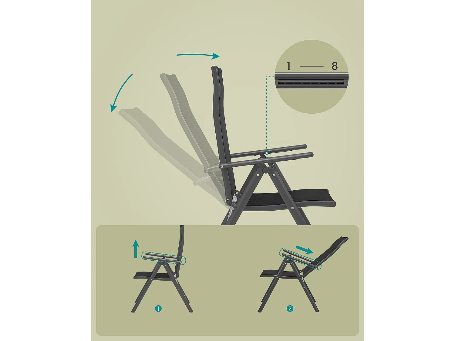 Garden chair 56x70x106 cm black gcb29bk