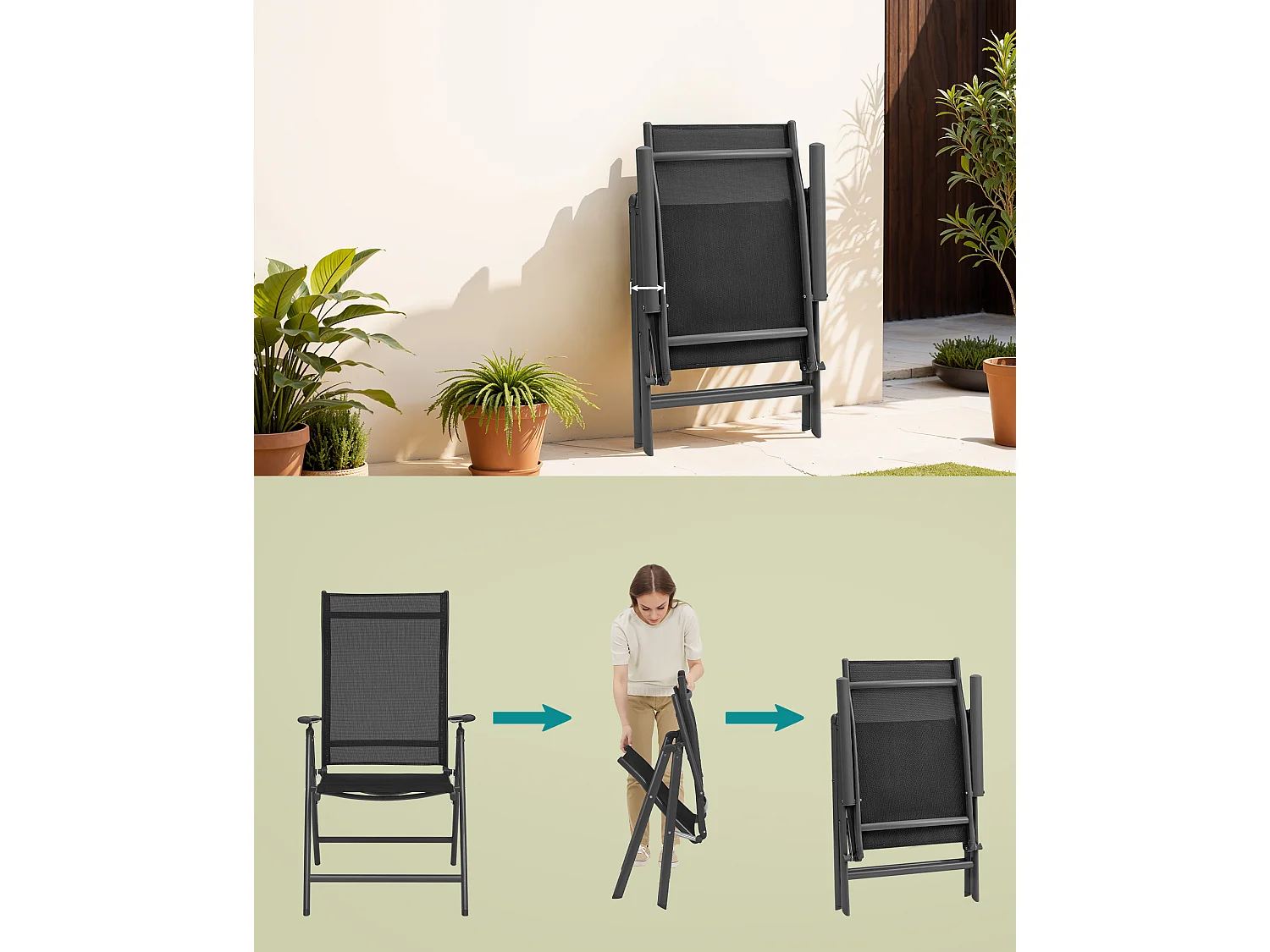 Garden chair 56x70x106 cm black gcb29bk