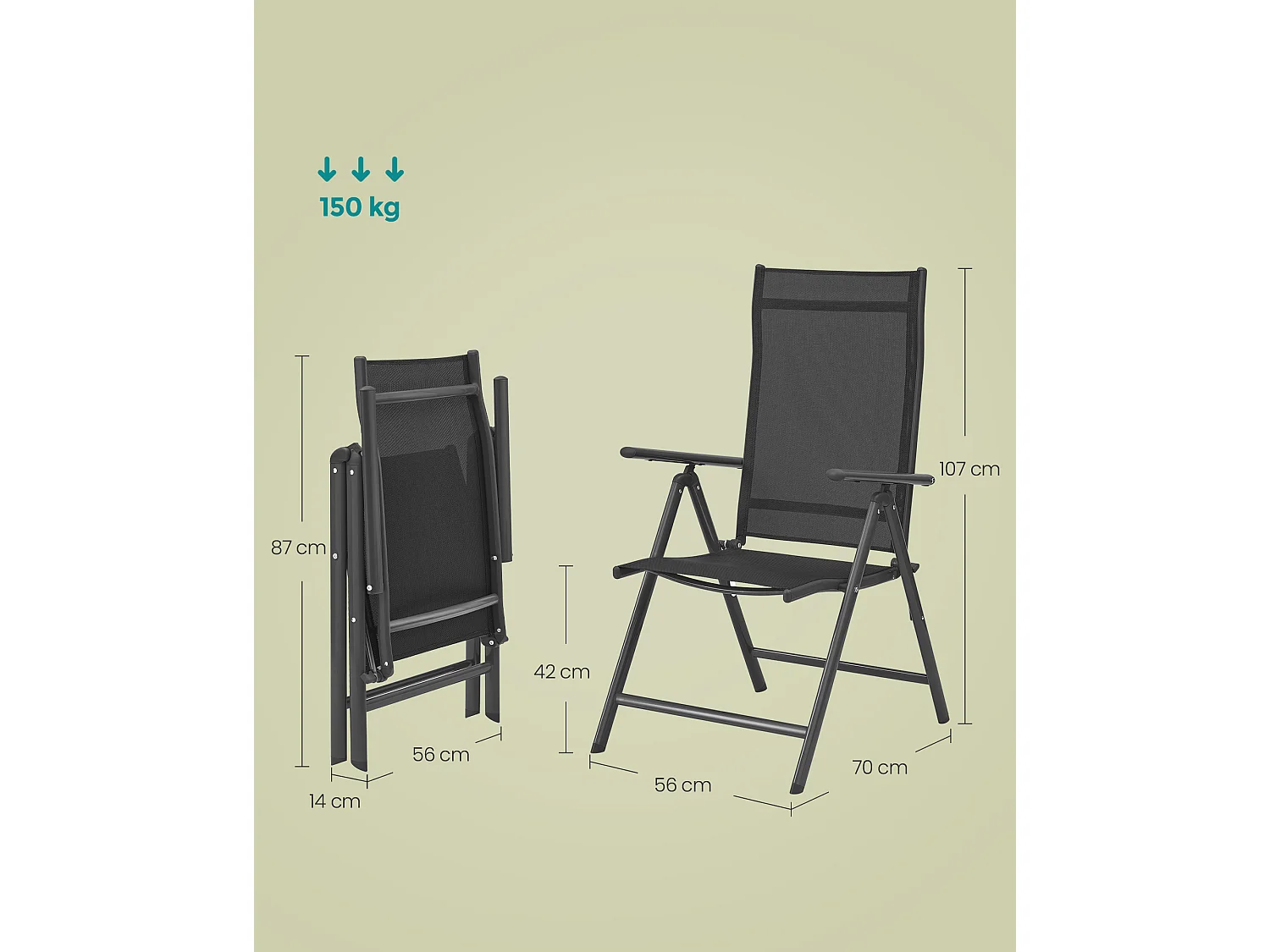 Garden chair 56x70x106 cm black gcb29bk