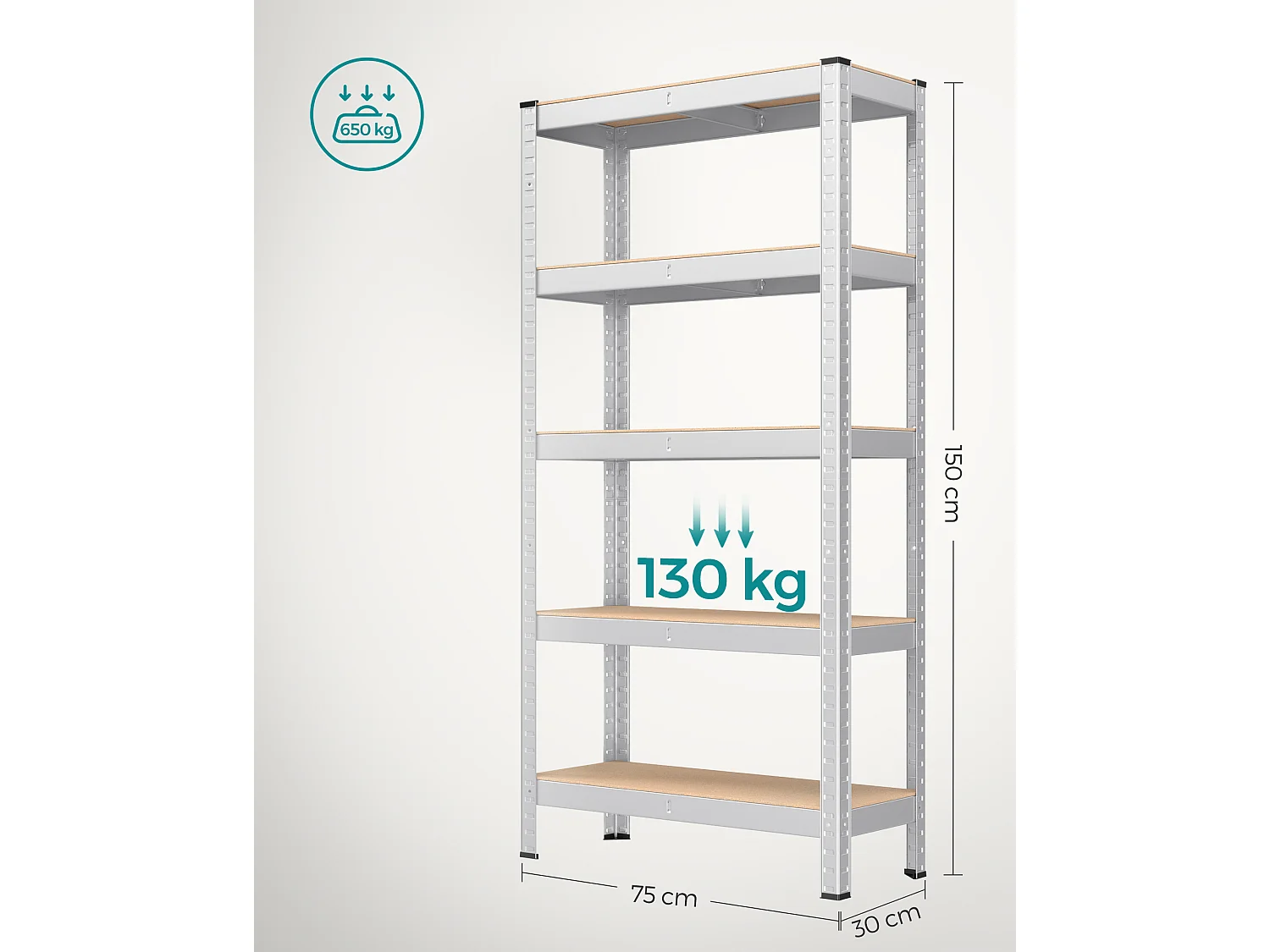 Étagère 30x75x150 cm Argent