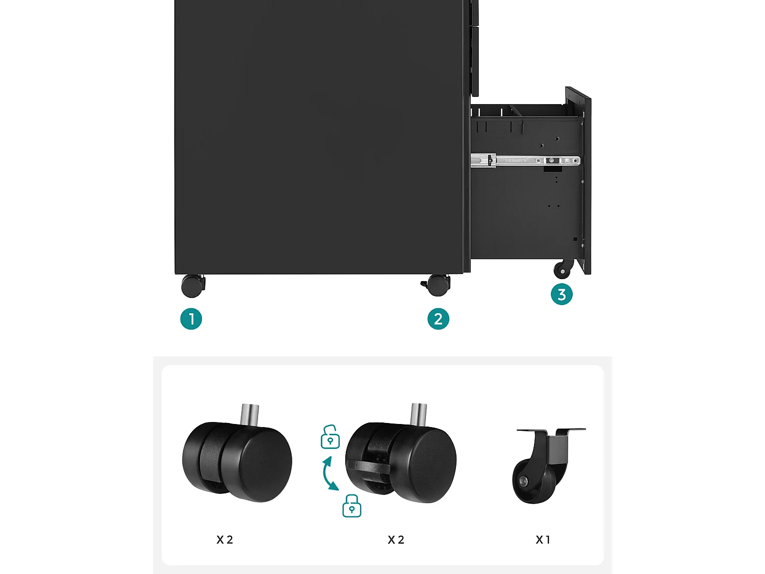 Caisson de rangement 39x52x60 cm noir