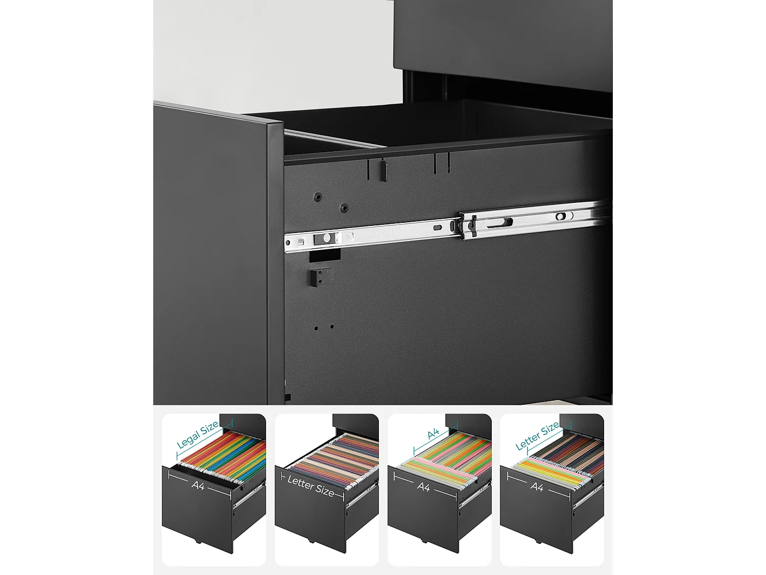 Caisson de rangement 39x52x60 cm noir