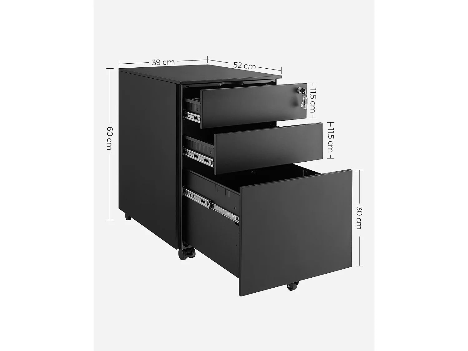 Caisson de rangement 39x52x60 cm noir