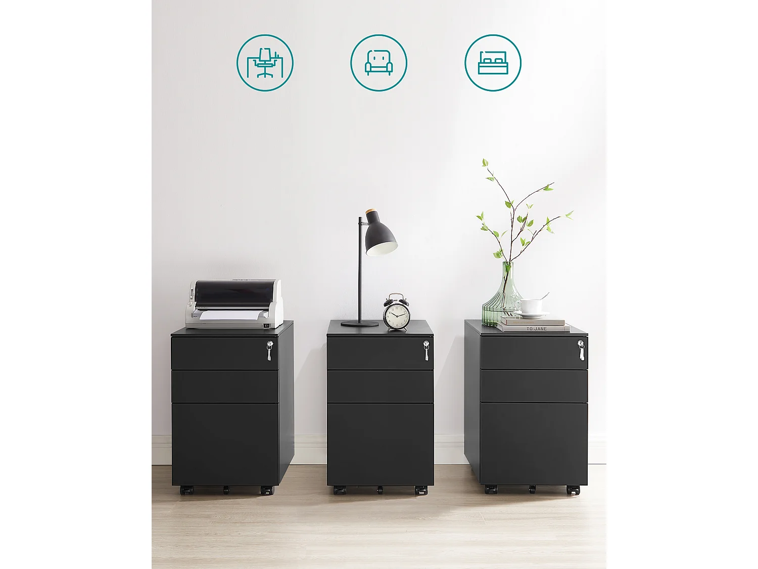 Caisson de rangement 39x52x60 cm noir