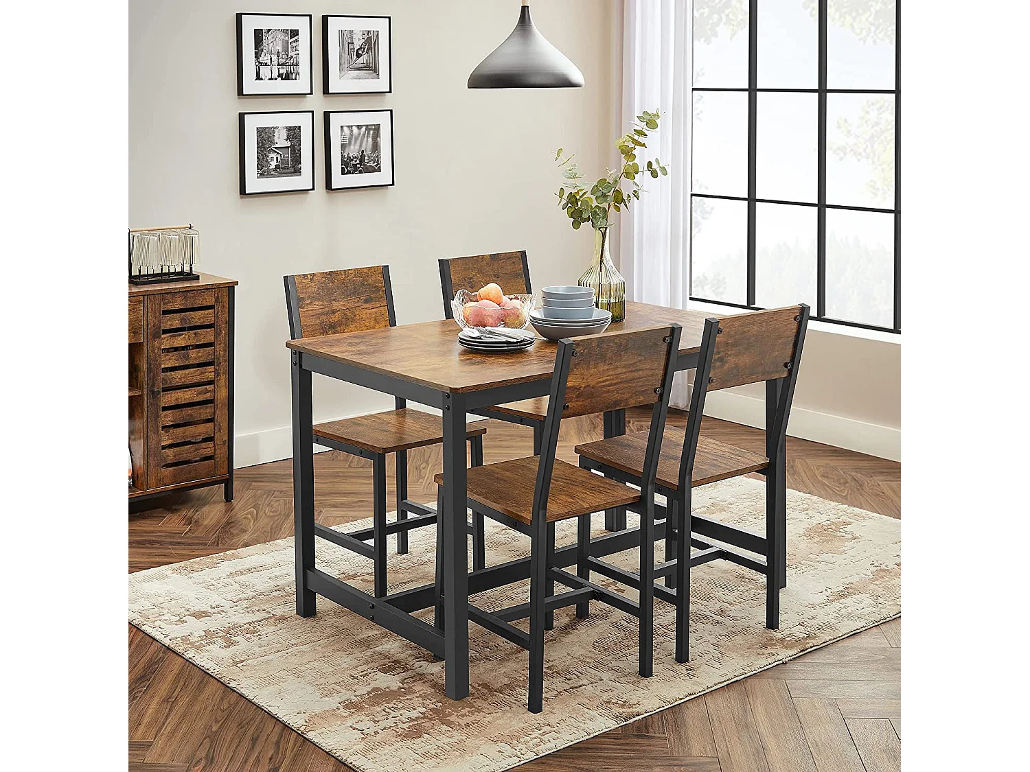 Chaise de salle à manger 87,6x50x36 cm noir vintage marron