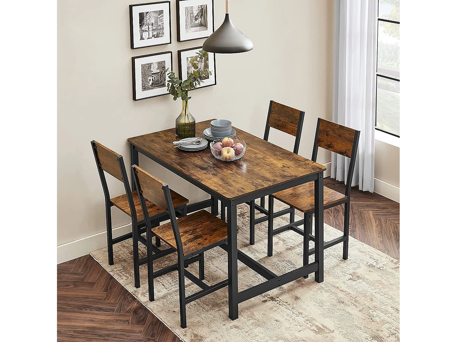 Chaise de salle à manger 87,6x50x36 cm noir vintage marron