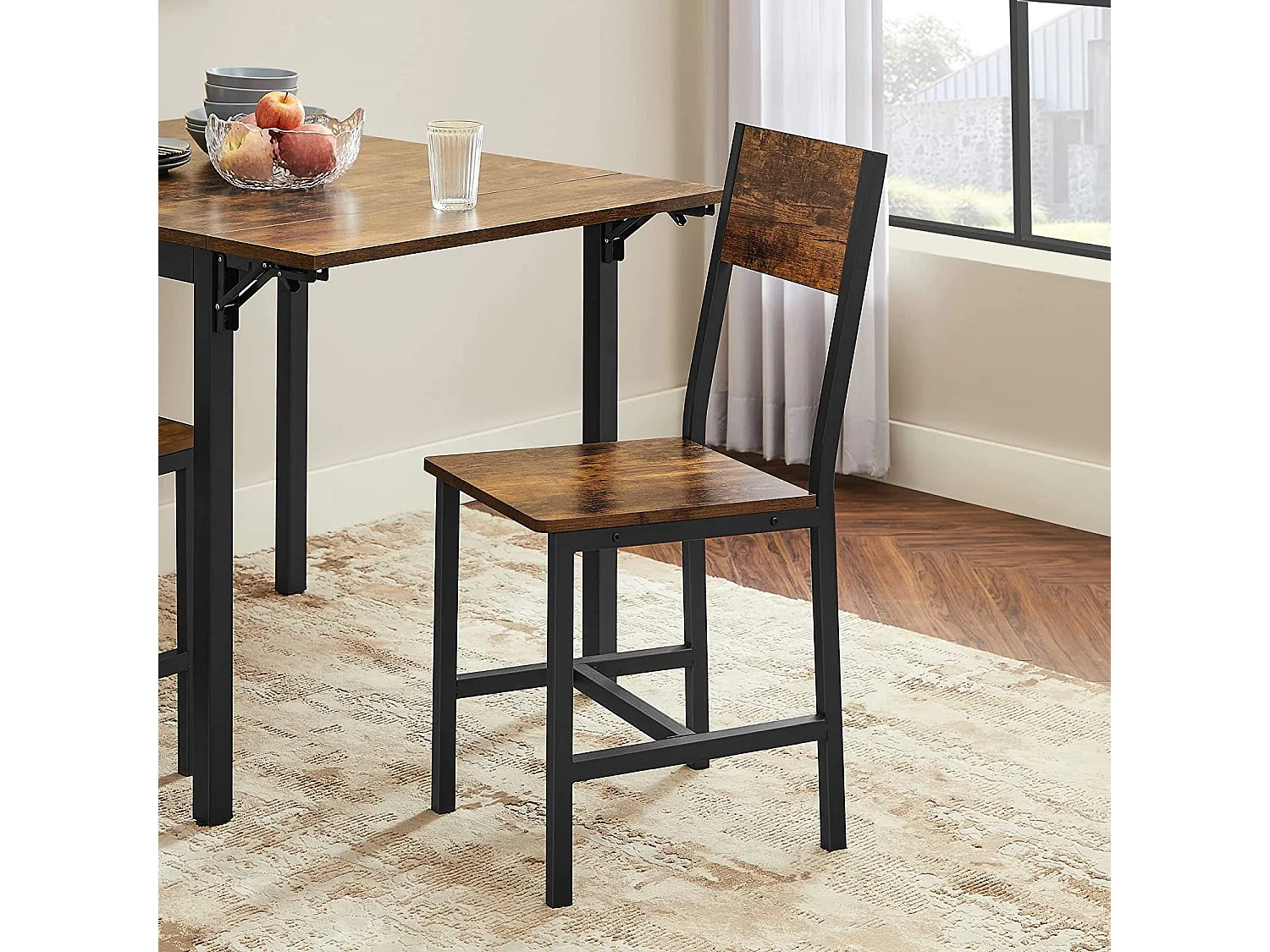 Chaise de salle à manger 87,6x50x36 cm noir vintage marron