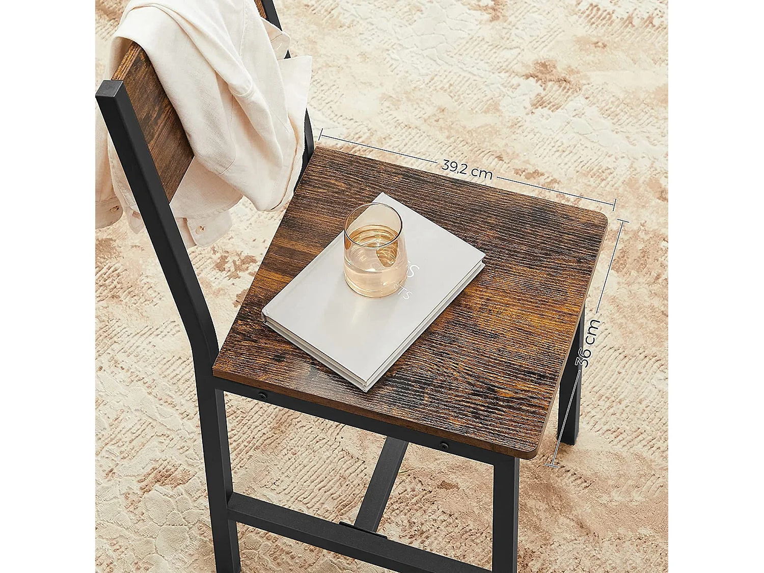 Chaise de salle à manger 87,6x50x36 cm noir vintage marron