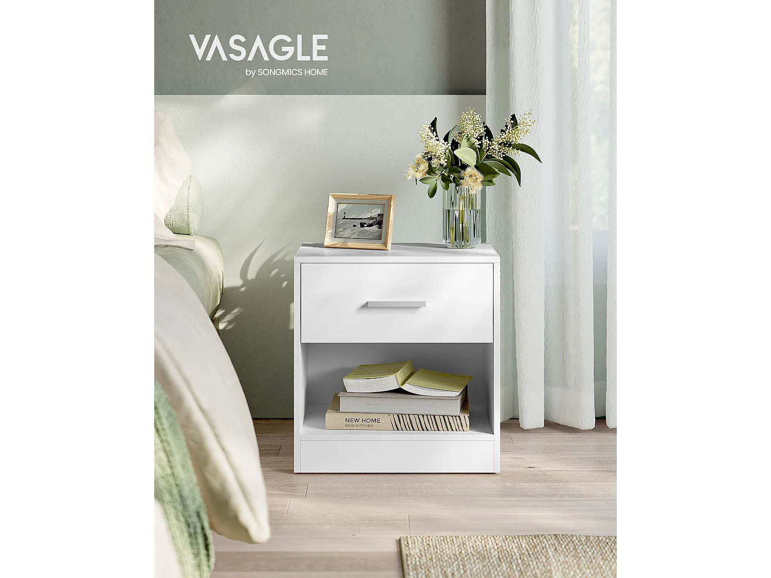 Stolik nocny 39x27,6x41 cm biały