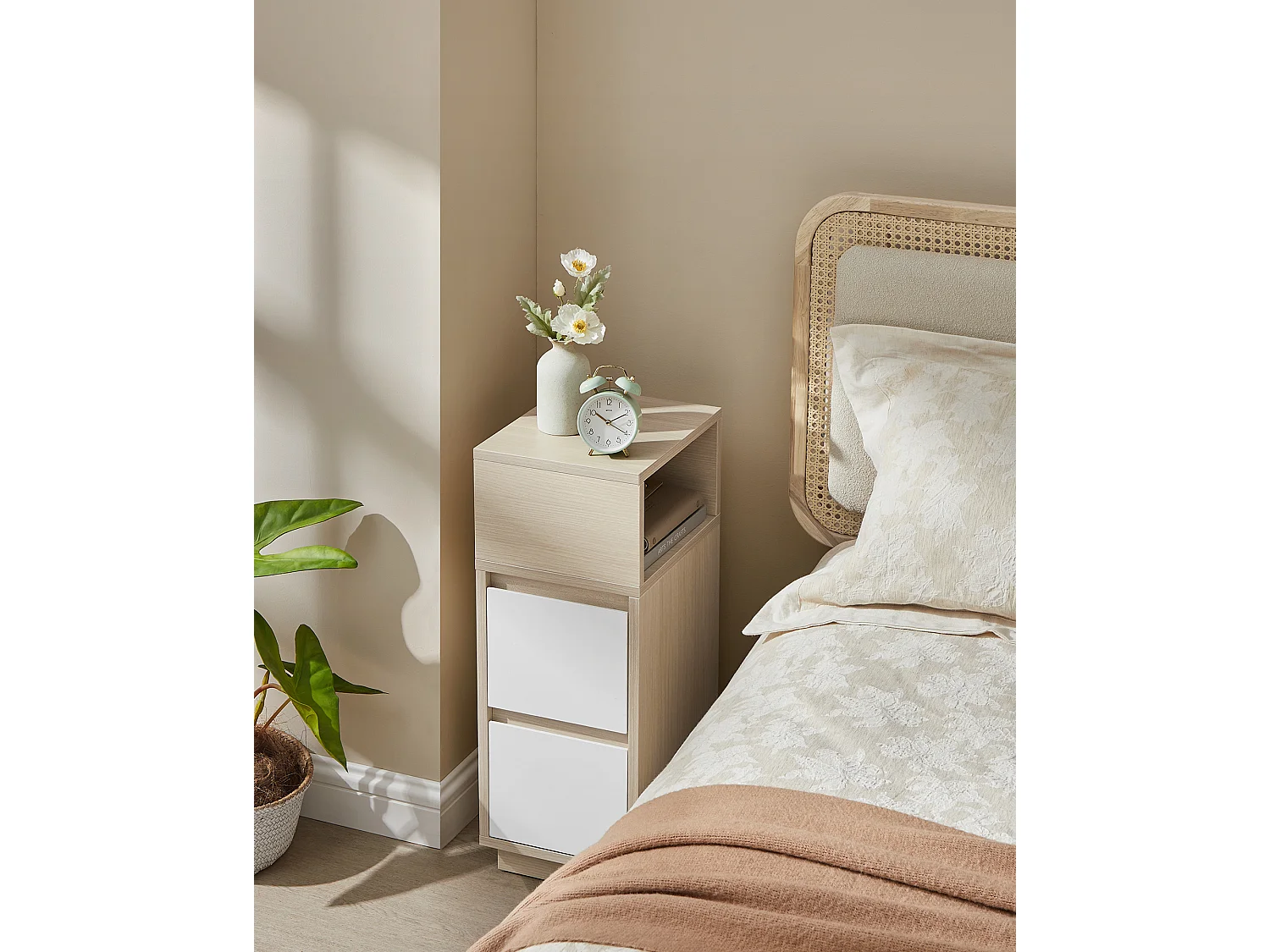 Nightstand natural beige and cloud white kailyn collection