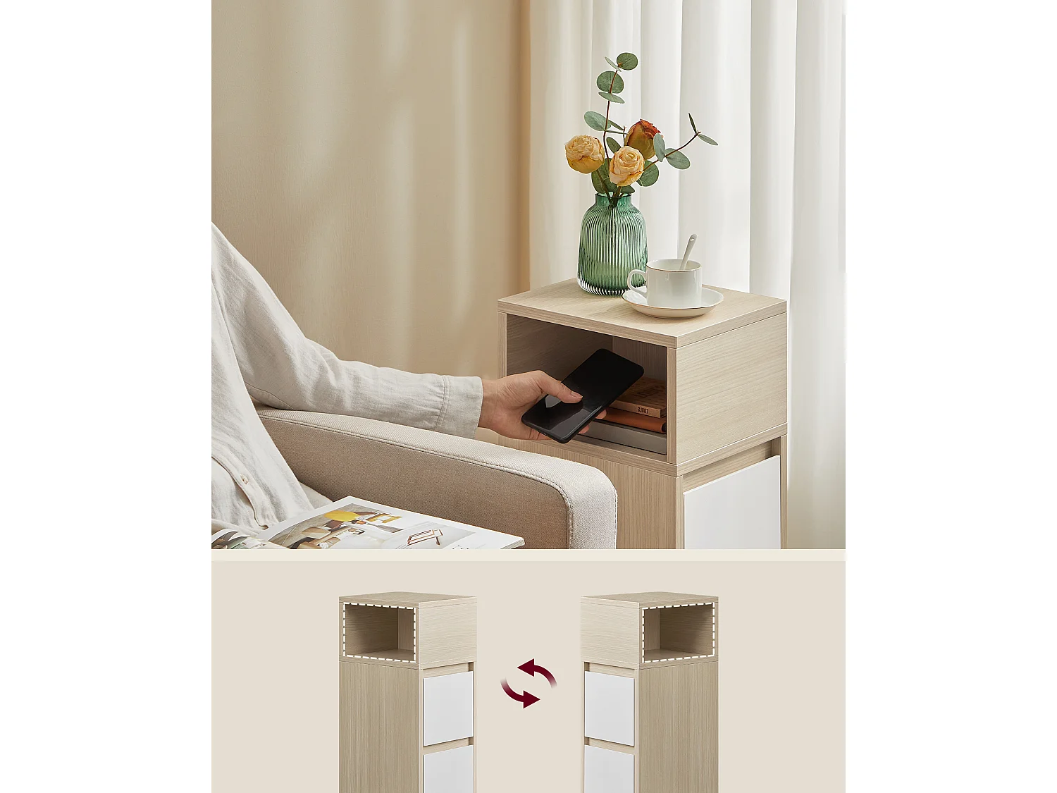 Nightstand natural beige and cloud white kailyn collection