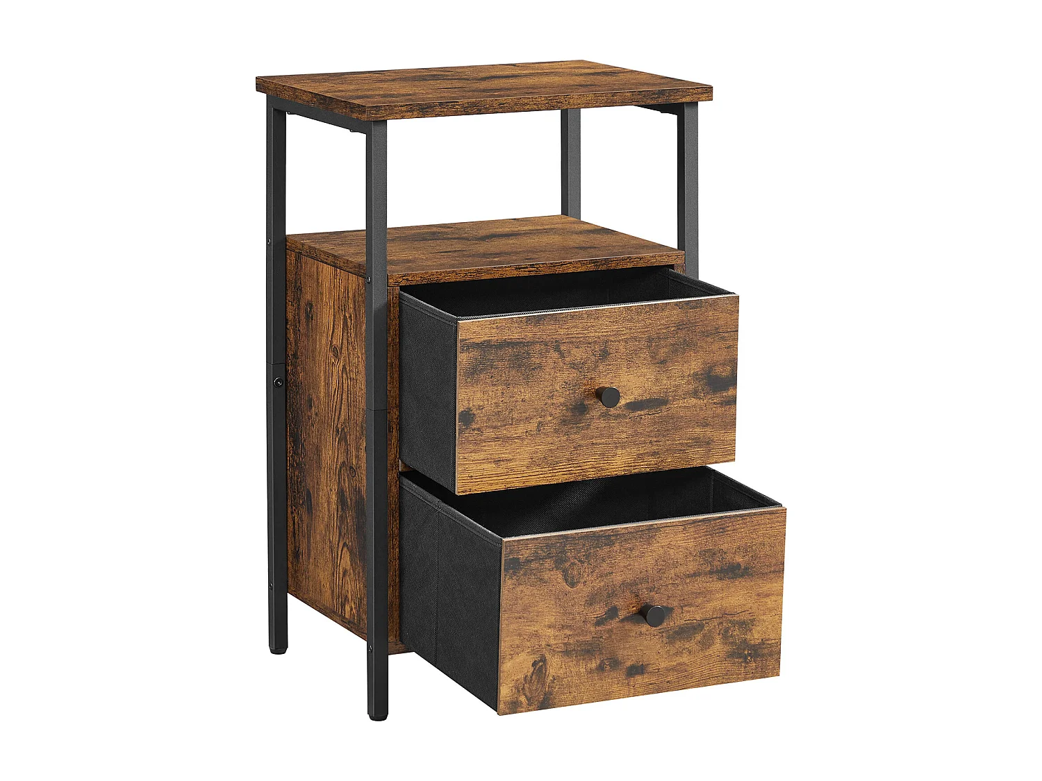 Table de chevet 38x28x60 cm noir rétro