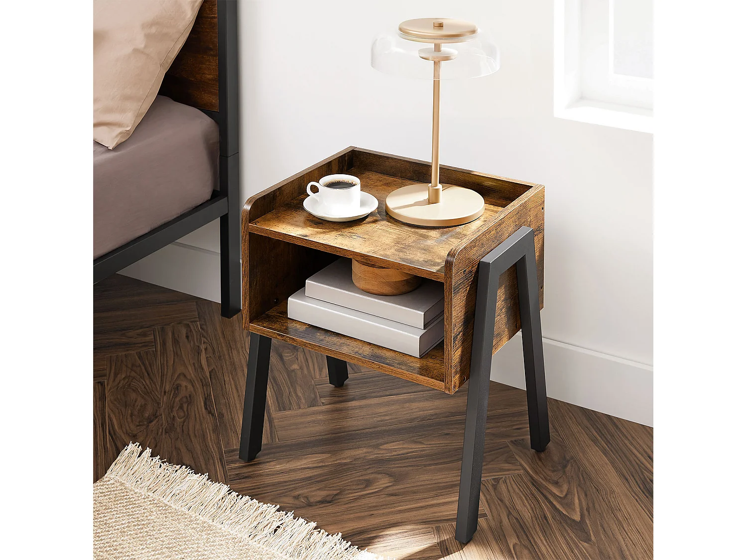 Beistelltisch 46x35x51,5 cm braun rustikal alinru