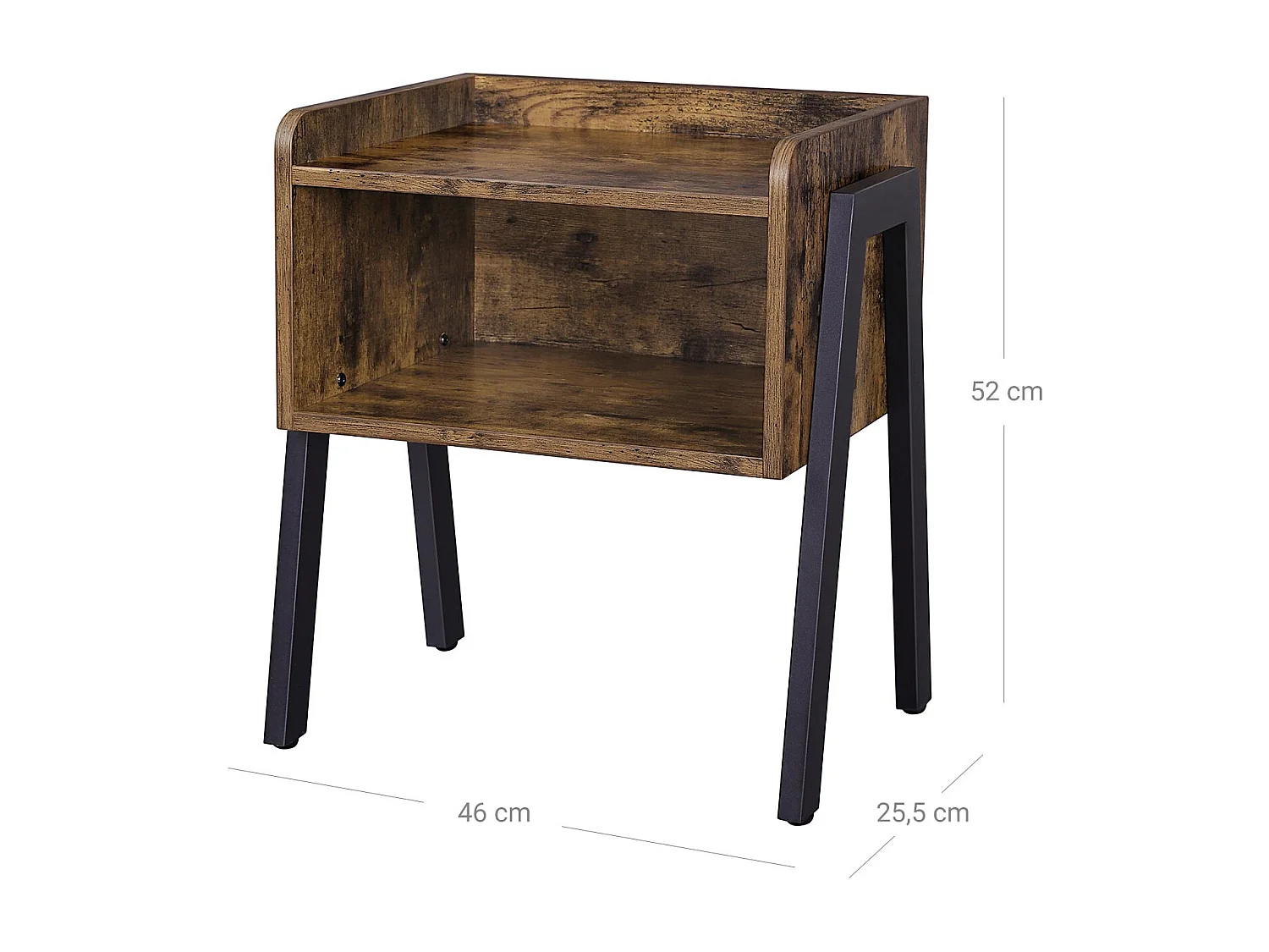 Beistelltisch 46x35x51,5 cm braun rustikal alinru