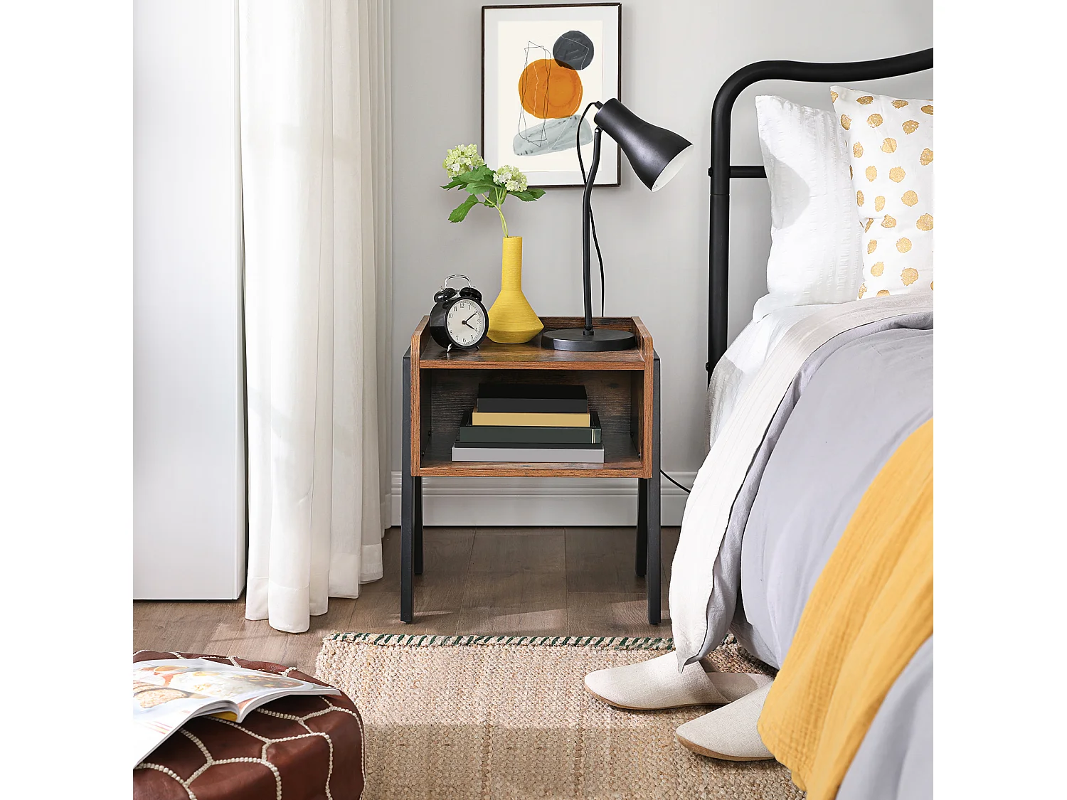 Table d'appoint 46x35x51,5 cm marron rustique alinru