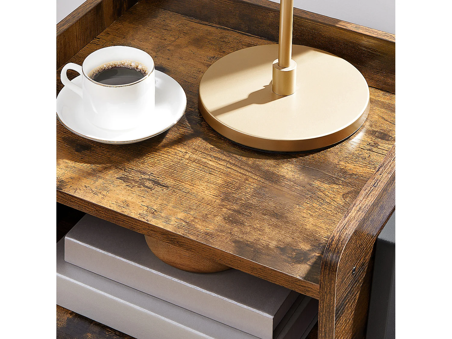 Table d'appoint 46x35x51,5 cm marron rustique alinru