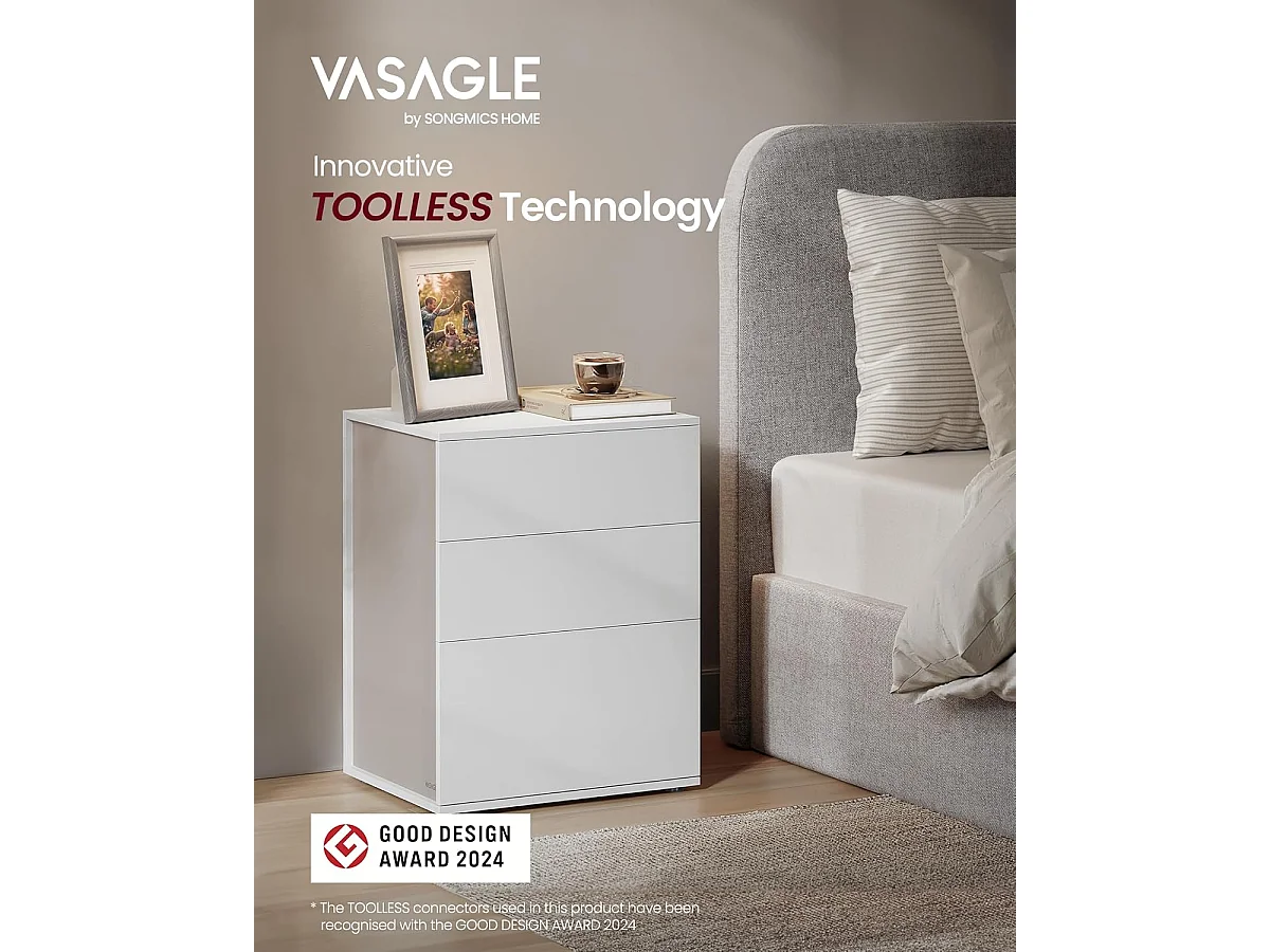 Stolik nocny 45x35x58,7 cm biały i beżowy