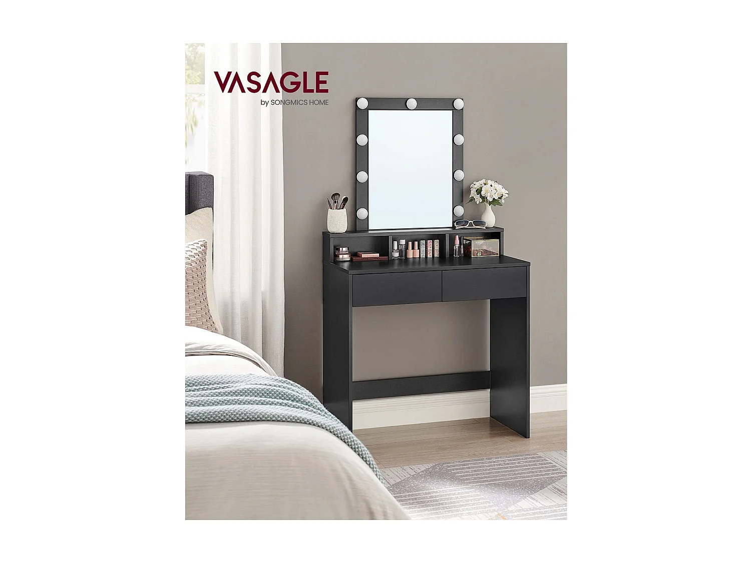 Frisiertisch 80x40x145 cm schwarz RDT114T16