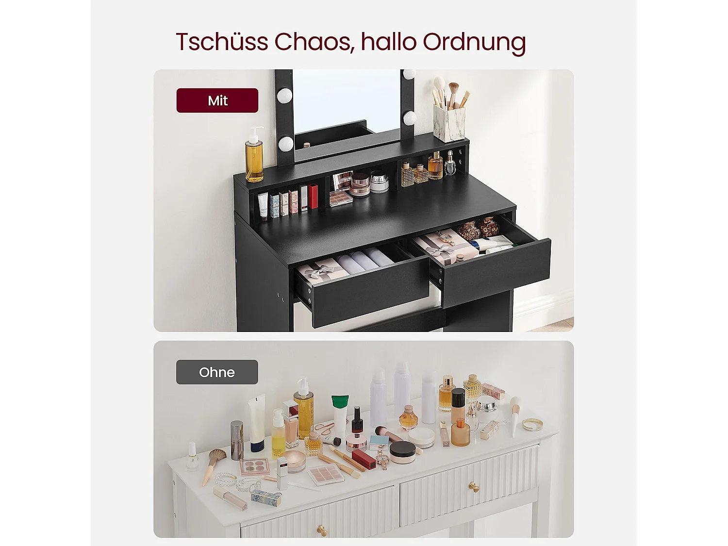 Frisiertisch 80x40x145 cm schwarz RDT114T16