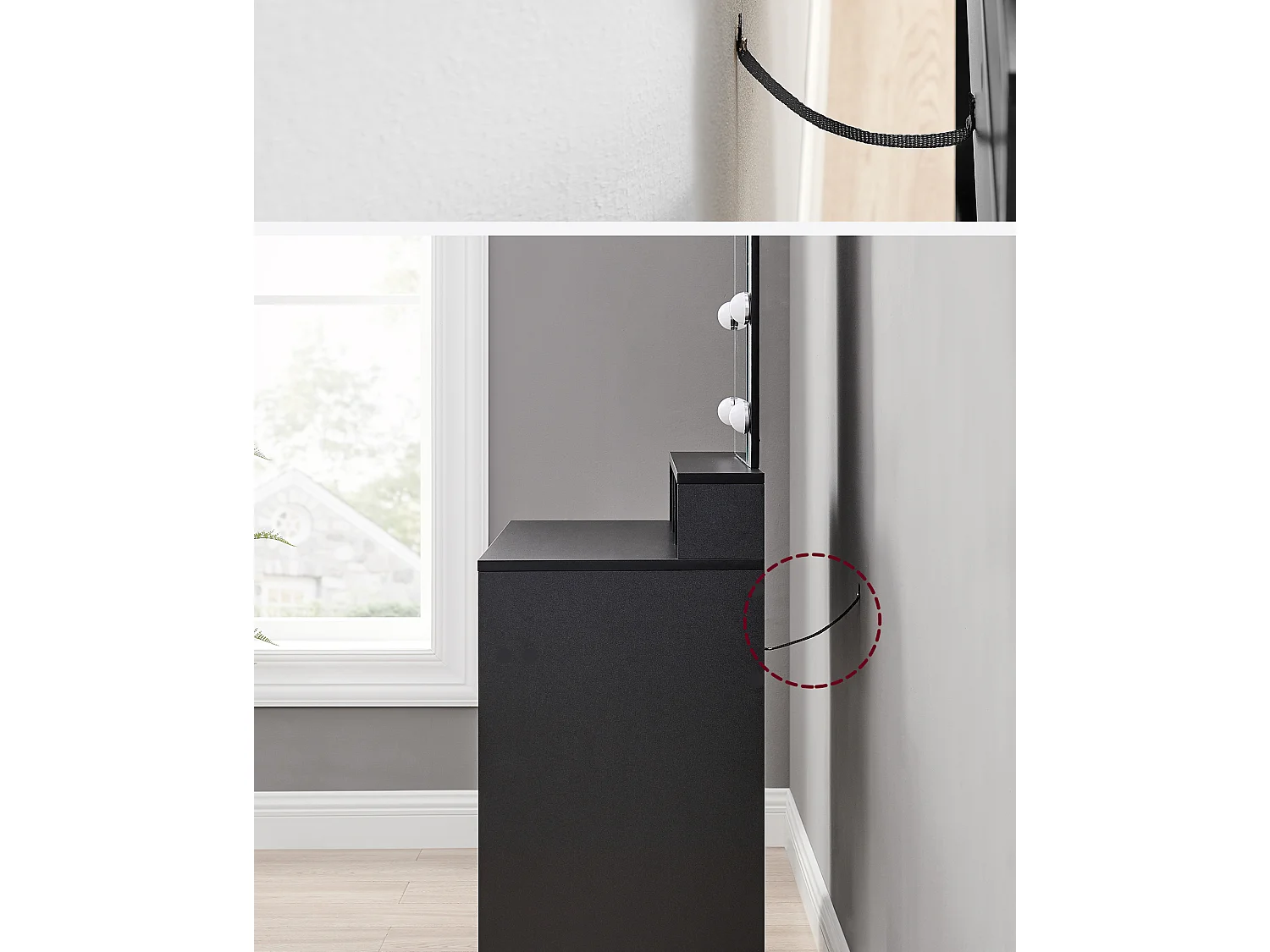 Sminkbord, 80x40x145 cm, Svart