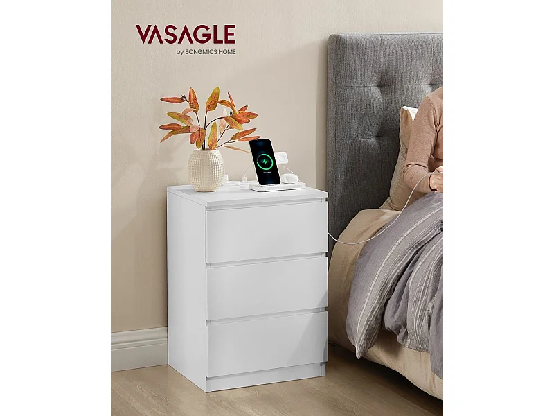 Table de chevet 40x35x59 cm blanche